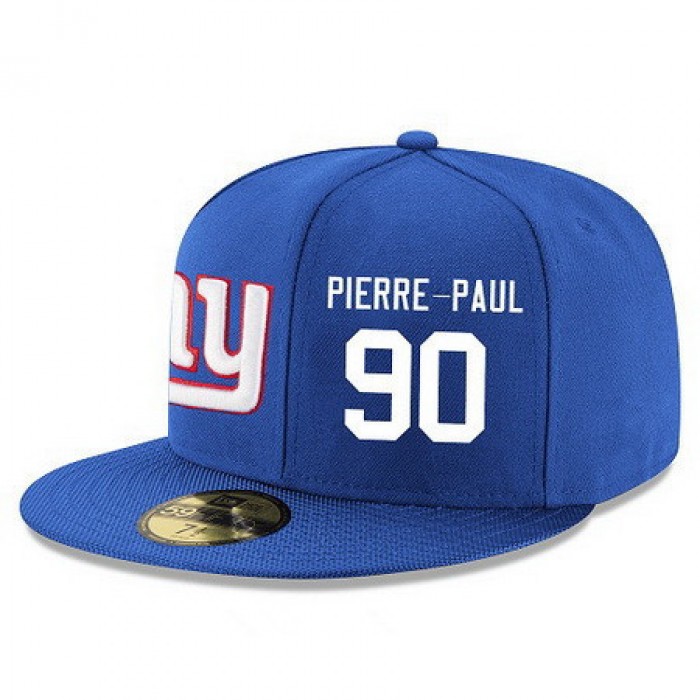 New York Giants #90 Jason Pierre-Paul Snapback Cap NFL Player Royal Blue with White Number Stitched Hat