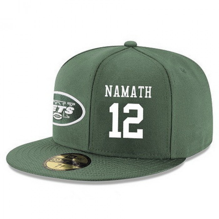 New York Jets #12 Joe Namath Snapback Cap NFL Player Green with White Number Stitched Hat
