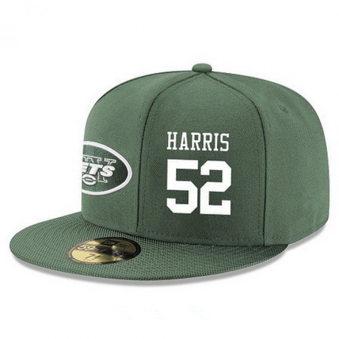 New York Jets #52 David Harris Snapback Cap NFL Player Green with White Number Stitched Hat