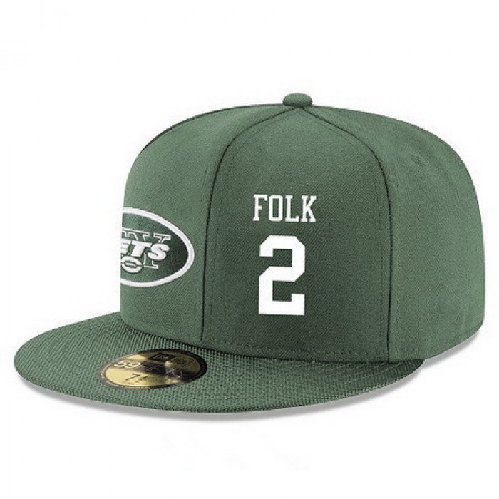 New York Jets #2 Nick Folk Snapback Cap NFL Player Green with White Number Stitched Hat