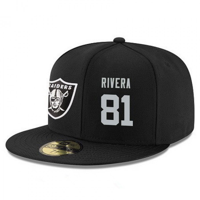 Oakland Raiders #81 Mychal Rivera Snapback Cap NFL Player Black with Silver Number Stitched Hat