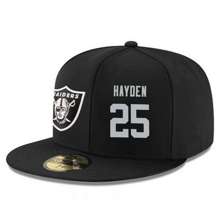 Oakland Raiders #25 D.J. Hayden Snapback Cap NFL Player Black with Silver Number Stitched Hat