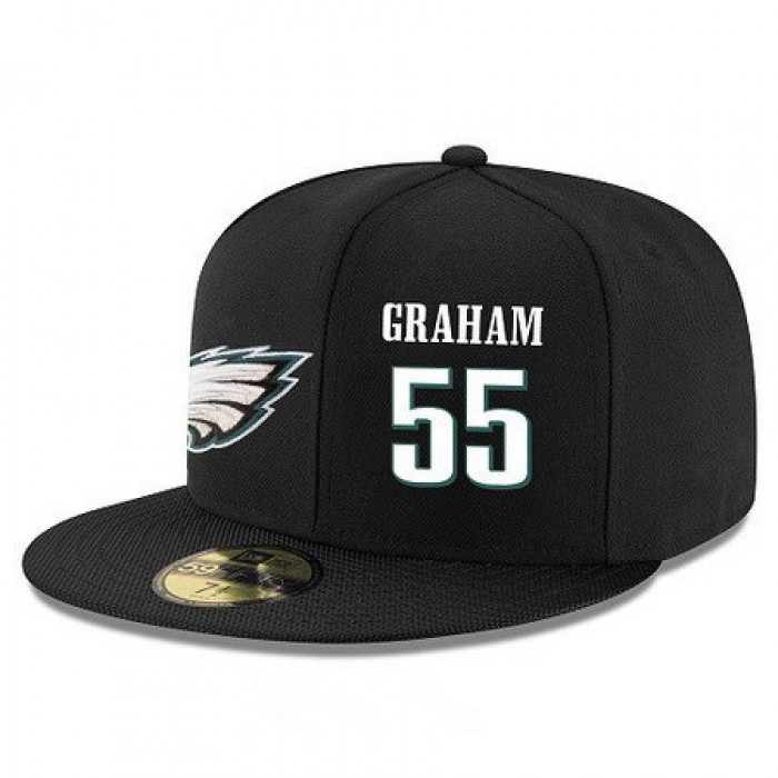 Philadelphia Eagles #55 Brandon Graham Snapback Cap NFL Player Black with White Number Stitched Hat
