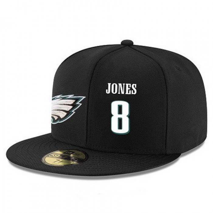 Philadelphia Eagles #8 Donnie Jones Snapback Cap NFL Player Black with White Number Stitched Hat