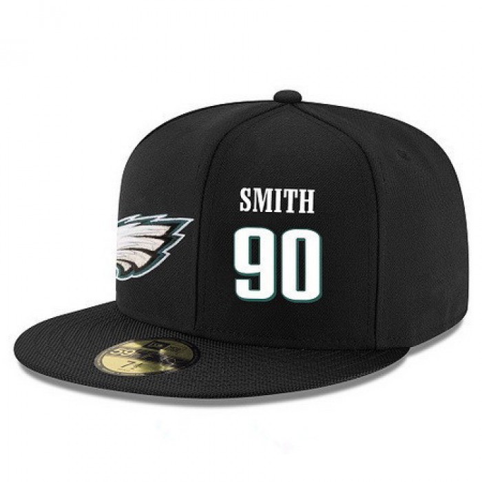 Philadelphia Eagles #90 Marcus Smith II Snapback Cap NFL Player Black with White Number Stitched Hat