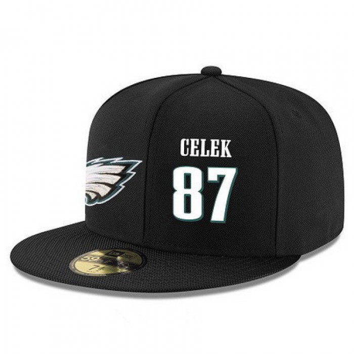 Philadelphia Eagles #87 Brent Celek Snapback Cap NFL Player Black with White Number Stitched Hat