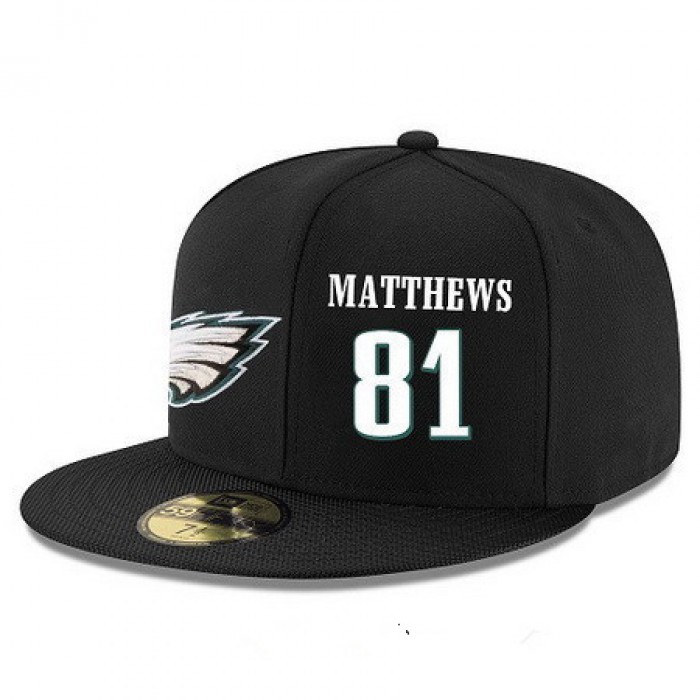 Philadelphia Eagles #81 Jordan Matthews Snapback Cap NFL Player Black with White Number Stitched Hat