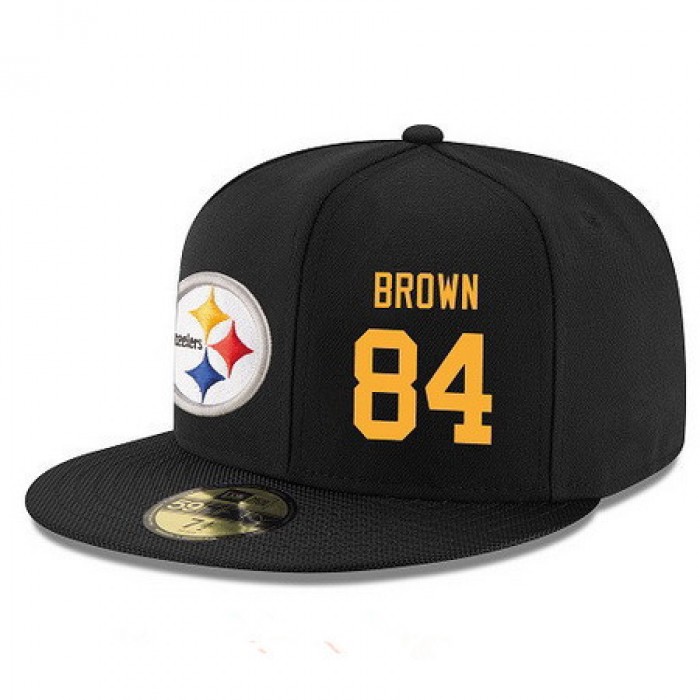 Pittsburgh Steelers #84 Antonio Brown Snapback Cap NFL Player Black with Gold Number Stitched Hat