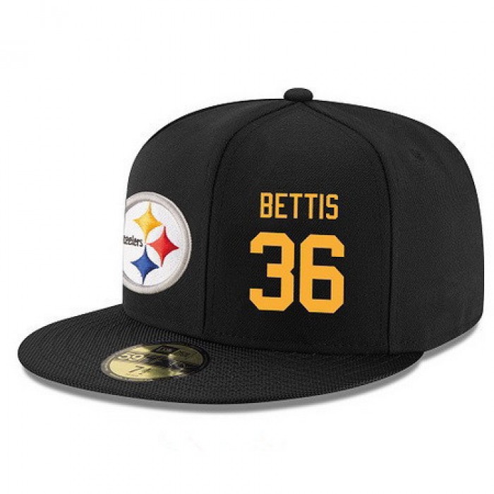 Pittsburgh Steelers #36 Jerome Bettis Snapback Cap NFL Player Black with Gold Number Stitched Hat