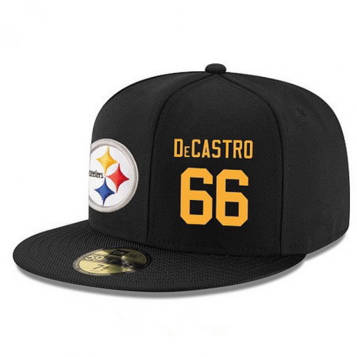 Pittsburgh Steelers #66 David DeCastro Snapback Cap NFL Player Black with Gold Number Stitched Hat