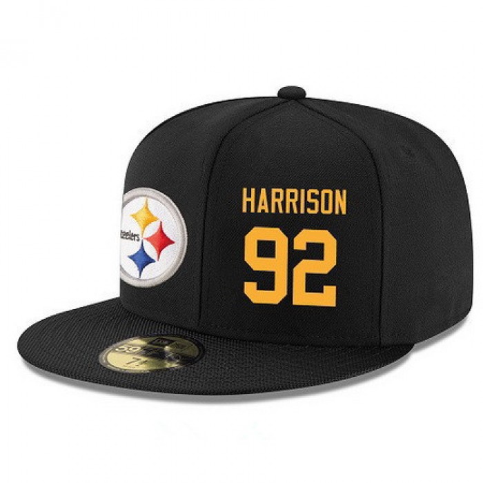 Pittsburgh Steelers #92 James Harrison Snapback Cap NFL Player Black with Gold Number Stitched Hat