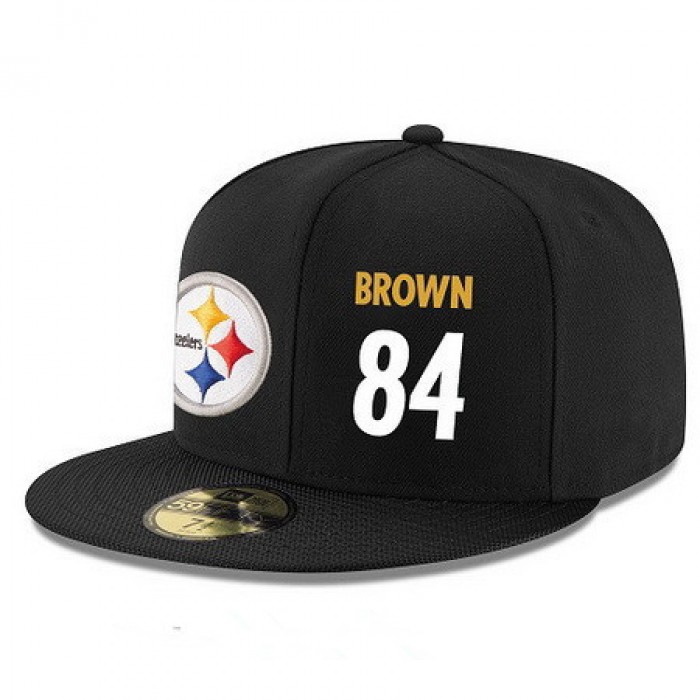 Pittsburgh Steelers #84 Antonio Brown Snapback Cap NFL Player Black with White Number Stitched Hat