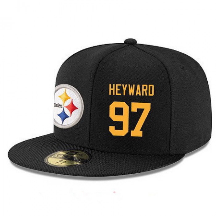 Pittsburgh Steelers #97 Cameron Heyward Snapback Cap NFL Player Black with Gold Number Stitched Hat