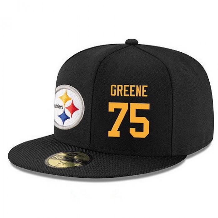 Pittsburgh Steelers #75 Joe Greene Snapback Cap NFL Player Black with Gold Number Stitched Hat