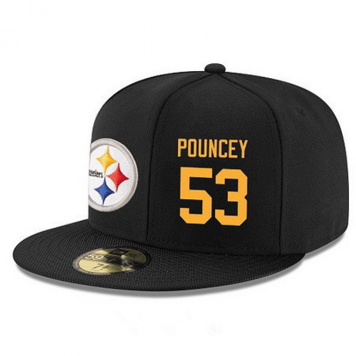 Pittsburgh Steelers #53 Maurkice Pouncey Snapback Cap NFL Player Black with Gold Number Stitched Hat