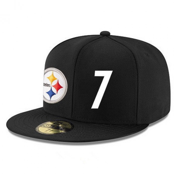 Pittsburgh Steelers #7 Ben Roethlisberger Snapback Cap NFL Player Black with White Number Stitched Hat