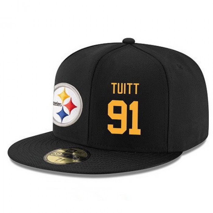 Pittsburgh Steelers #91 Stephon Tuitt Snapback Cap NFL Player Black with Gold Number Stitched Hat
