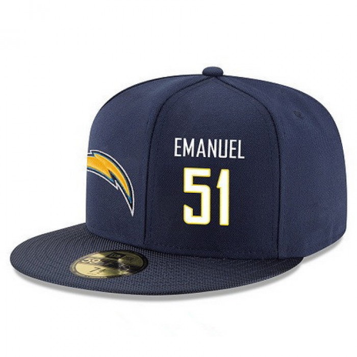 San Diego Chargers #51 Kyle Emanuel Snapback Cap NFL Player Navy Blue with White Number Stitched Hat