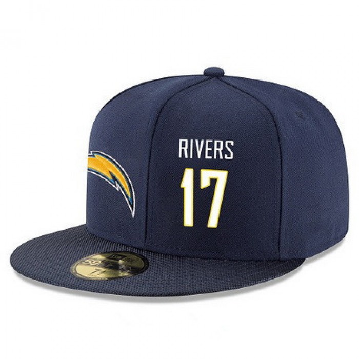 San Diego Chargers #17 Philip Rivers Snapback Cap NFL Player Navy Blue with White Number Stitched Hat