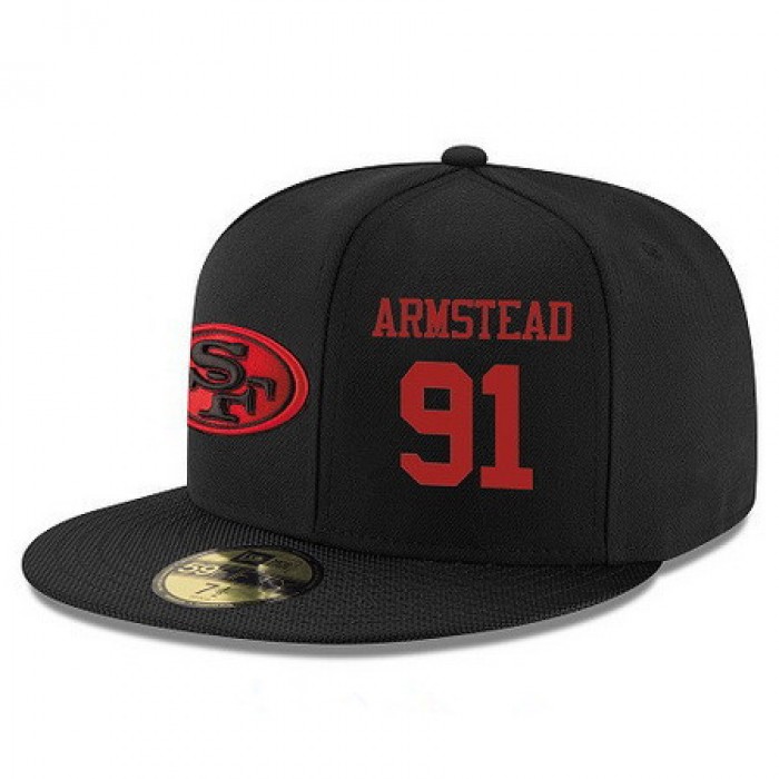 San Francisco 49ers #91 Arik Armstead Snapback Cap NFL Player Black with Red Number Stitched Hat