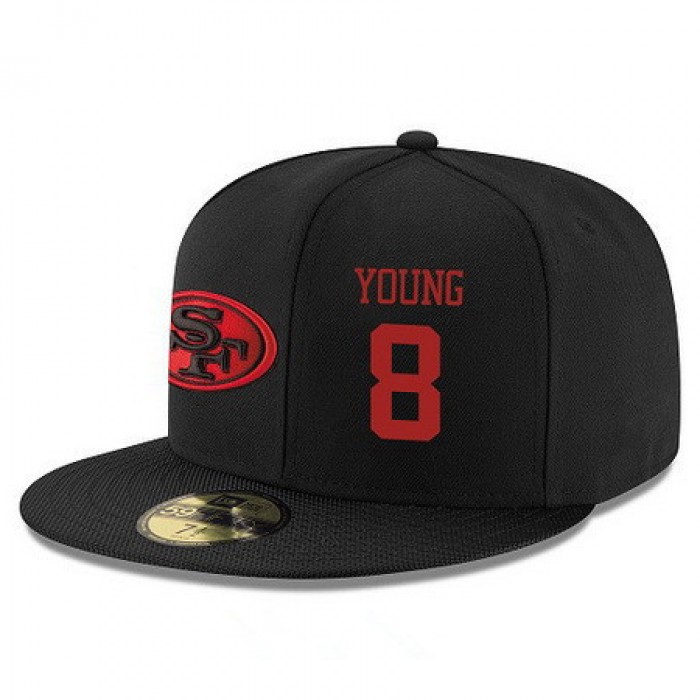 San Francisco 49ers #8 Steve Young Snapback Cap NFL Player Black with Red Number Stitched Hat