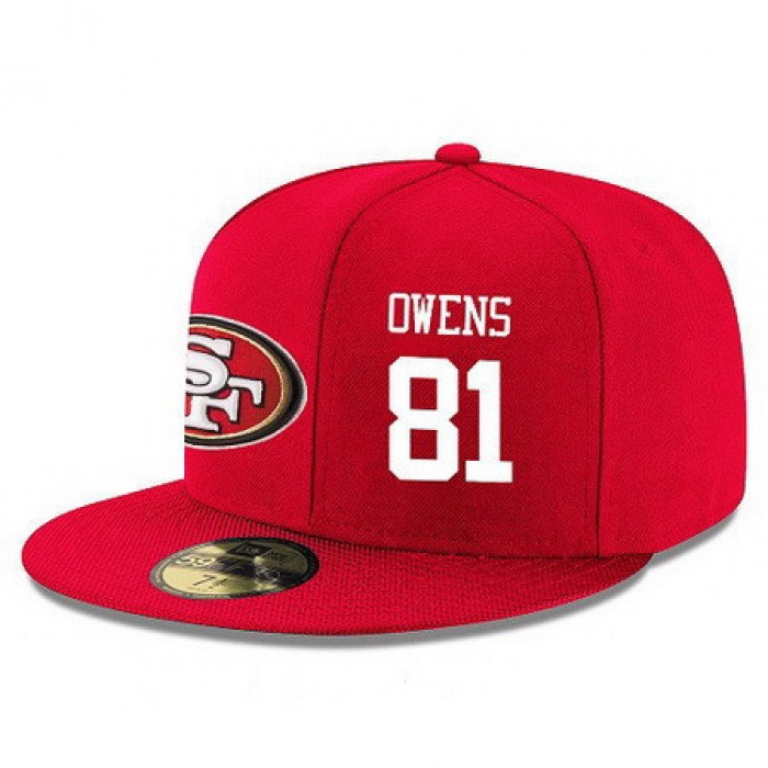 San Francisco 49ers #81 Terrell Owens Snapback Cap NFL Player Red with White Number Stitched Hat