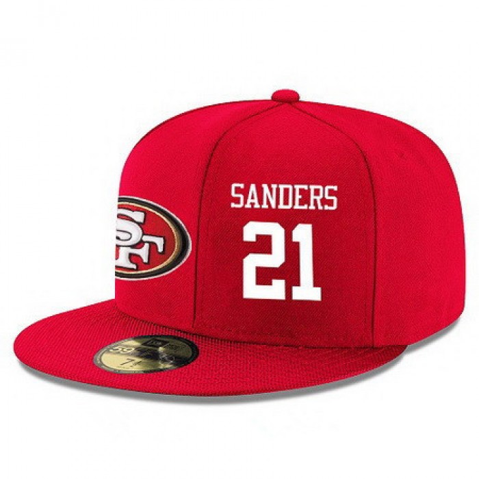 San Francisco 49ers #21 Deion Sanders Snapback Cap NFL Player Red with White Number Stitched Hat