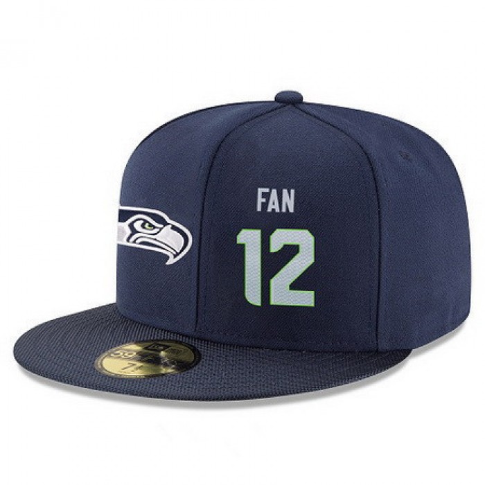 Seattle Seahawks #12 12th Fan Snapback Cap NFL Player Navy Blue with Gray Number Stitched Hat