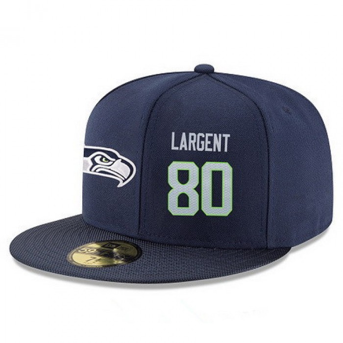 Seattle Seahawks #80 Steve Largent Snapback Cap NFL Player Navy Blue with Gray Number Stitched Hat