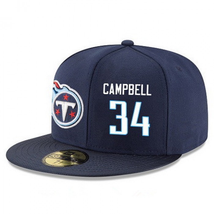 Tennessee Titans #34 Earl Campbell Snapback Cap NFL Player Navy Blue with White Number Stitched Ha