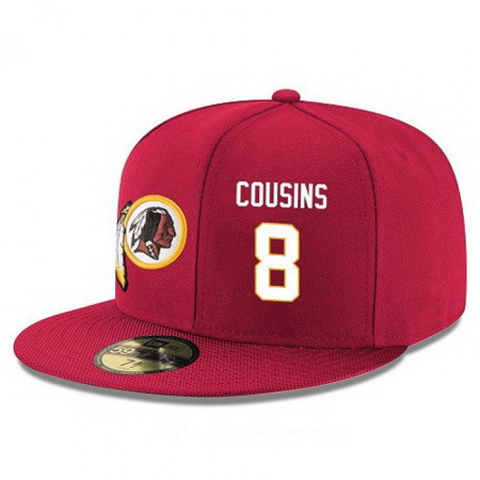 Washington Redskins #8 Kirk Cousins Snapback Cap NFL Player Red with White Number Stitched Hat