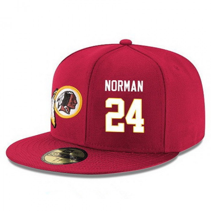 Washington Redskins #24 Josh Norman Snapback Cap NFL Player Red with White Number Stitched Hat