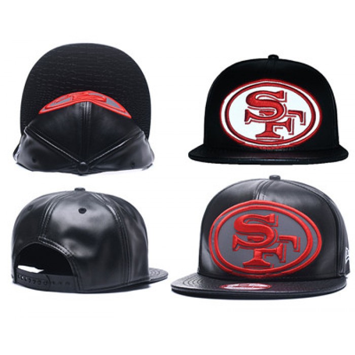 NFL San Francisco 49ers Team Logo Black Reflective Adjustable Hat A25