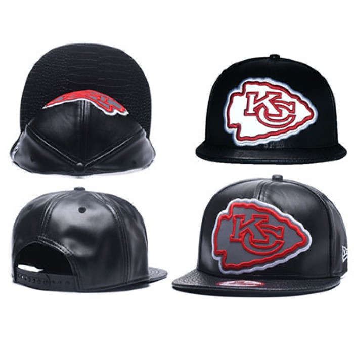 NFL Kansas City Chiefs Team Logo Black Reflective Adjustable Hat A65