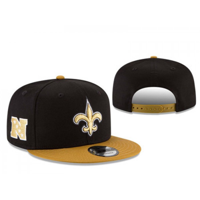 NFL New Orleans Saints Team Logo Black Snapback Adjustable Hat L78
