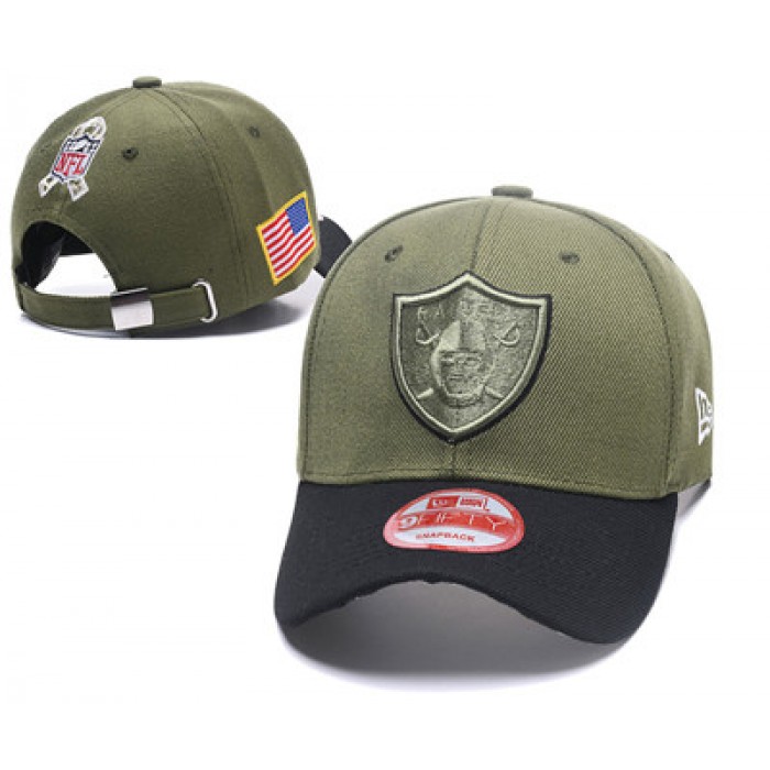 NFL Oakland Raiders Team Logo Olive Peaked Adjustable Hat 009