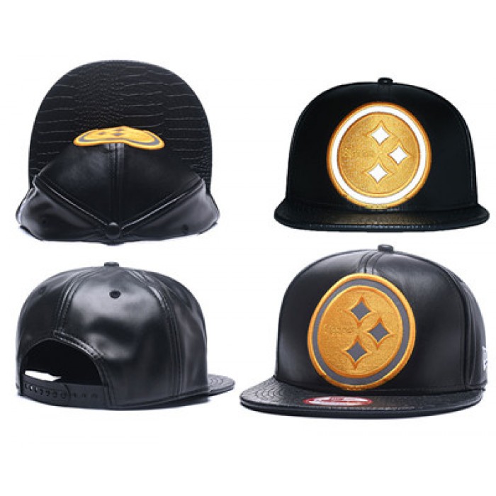 NFL Pittsburgh Steelers Team Logo Black Reflective Adjustable Hat