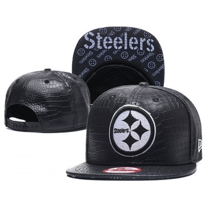 NFL Pittsburgh Steelers Team Logo Black Snapback Adjustable Hat 02