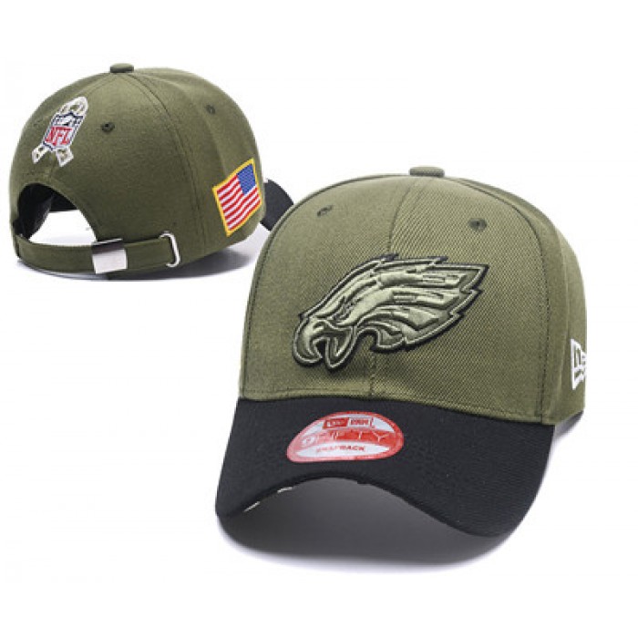 NFL Philadelphia Eagles Team Logo Olive Peaked Adjustable Hat