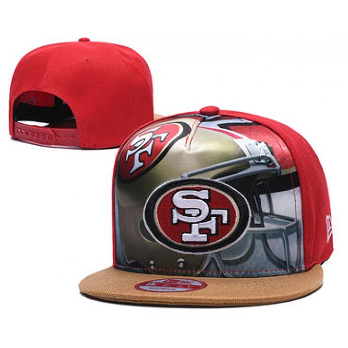 49ers Team Logo Red Adjustable Leather Hat TX