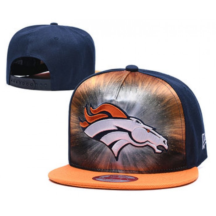 Broncos Team Logo Red Navy Orange Adjustable Leather Hat TX