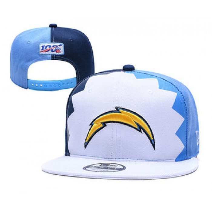 Chargers Team Logo White Navy Blue 2019 Draft 100th Season Adjustable Hat YD