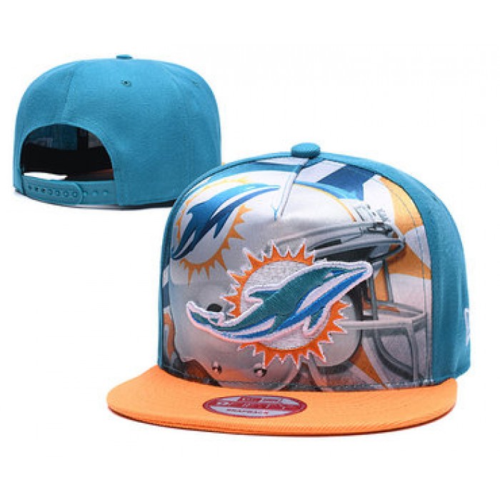 Dolphins Team Logo Blue Yellow Adjustable Leather Hat TX