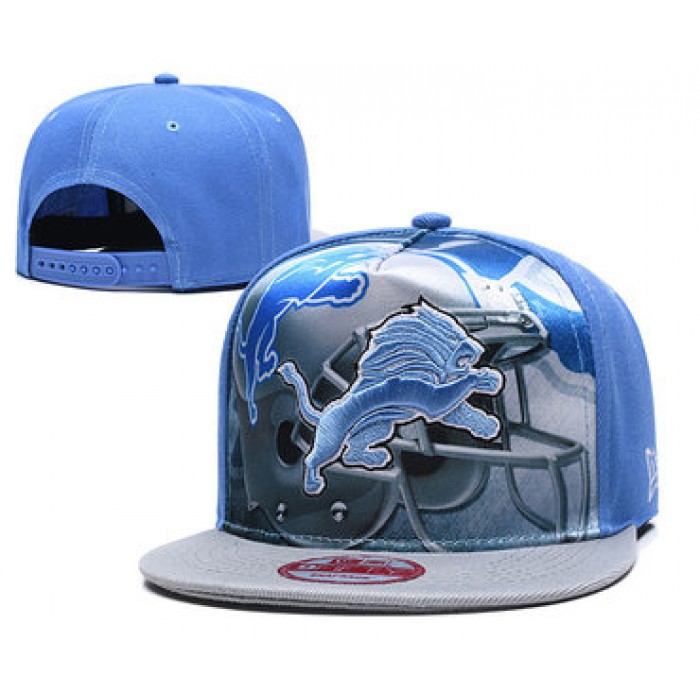Lions Team Logo Blue Gray Adjustable Leather Hat TX