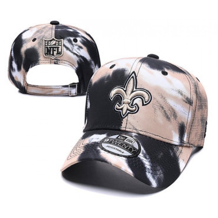 Saints Team Logo Cream Black Peaked Adjustable Fashion Hat YD