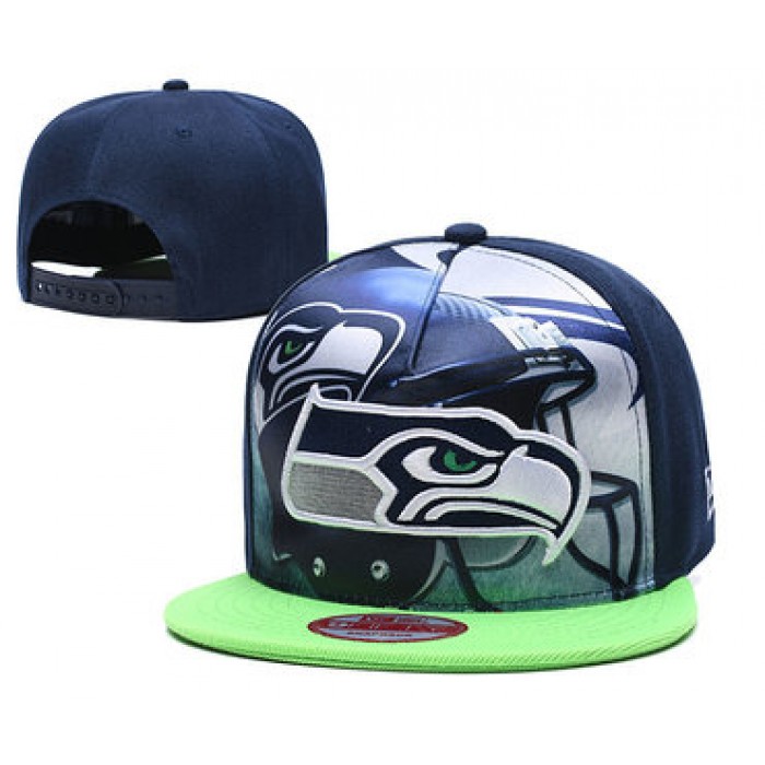 Seahawks Team Logo Navy Adjustable Leather Hat TX