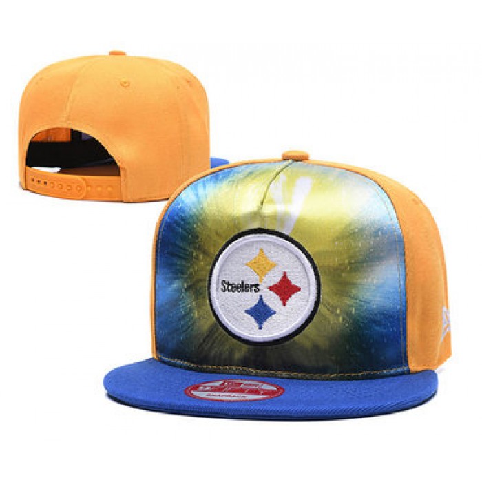 Steelers Team Logo Yellow Royal Adjustable Leather Hat TX