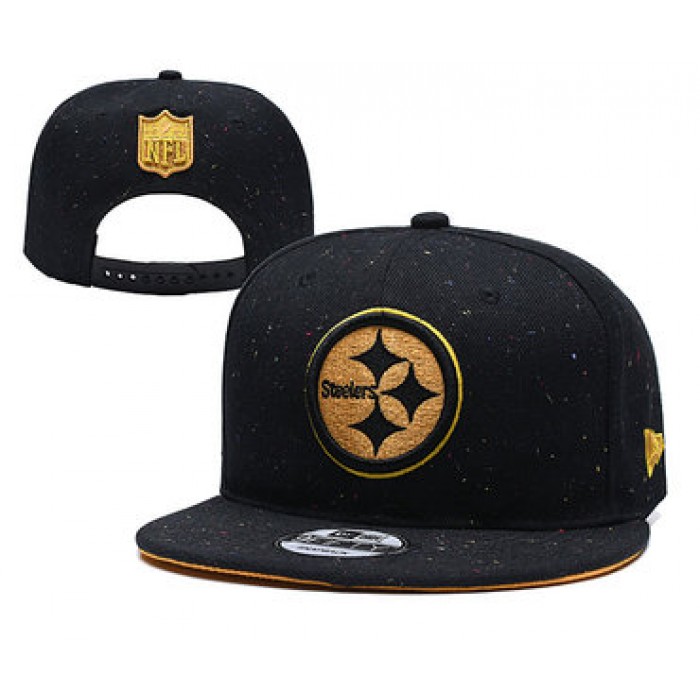 Steelers Team Gold Logo Black Adjustable Hat YD