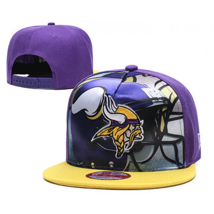 Vikings Team Logo Purple Yellow Adjustable Leather Hat TX