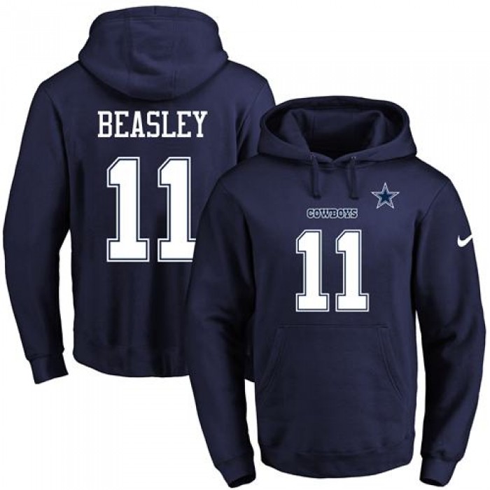 Nike Cowboys #11 Cole Beasley Navy Blue Name & Number Pullover NFL Hoodie
